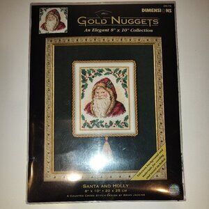 NEW Dimensions Gold Nuggets Santa and Holly Counted Cross Stitch Kit 8679 SEALED